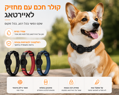 קולר רפלקטיבי לכלב עם כיס לאיירטאג